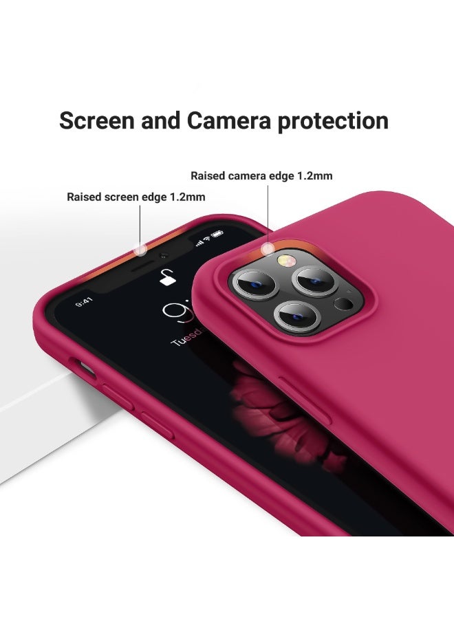 Compatible with iPhone 15 Pro Max 6.7 Inch Slim Liquid Silicone 4 Layers Soft Gel Rubber Shockproof Protective Phone Case with Anti Scratch Microfiber Lining (rose red) - Image 5